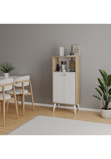 Just Home 2 Kapaklı Raflı Çok Amaçlı Dolap - Safir Meşe / Beyaz - 123x35x56 Cm Safir Meşe / Beyaz Just Home 2 Kapaklı Raflı Çok Amaçlı Dolap - Safir Meşe / Beyaz - 123x35x56 Cm Safir Meşe / Beyaz