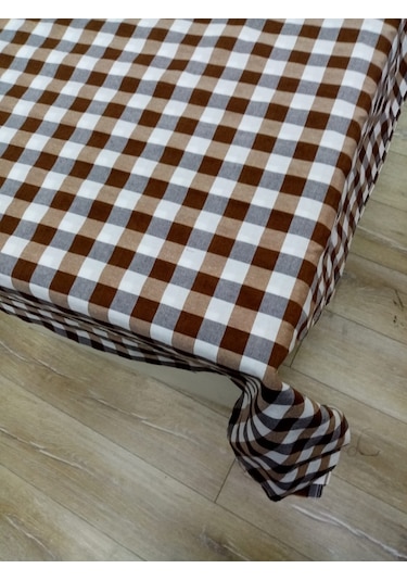 Hayat Home Kahve Renk Kareli Mutfak Masa Örtüsü Sofra Örtüsü