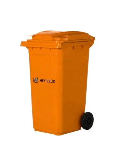 240 Litre Turuncu Plastik Çöp Konteyneri Hey Çelik Pk - 095