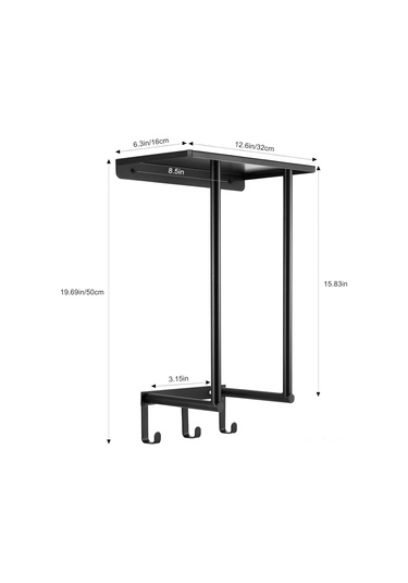 Gajeena Banyo Duvarlı Havlu Rakımı - Paslanmaz Çelik, 3 Kanca, 3 Büyük Havlu 16x12 İnç Tutabilir, Sıfır Dokunmatik, Su Lekesi Dayanıklı, Siyah Siyah