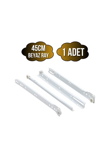Beyaz Metal Çekmece Rayı Tekerlekli Mobilya Dolap Çekmece Rayı Beyaz 45cm 1 Takım Metal Çok Renkli