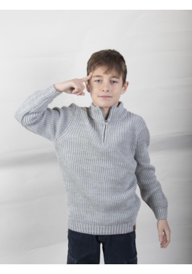 Alexandergardı Dik Yaka Fermuarlı Erkek Çocuk Kazak C23-7108 001