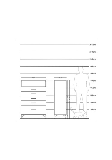 Hyperion Dolap Tek Raflı 5 Çekmeceli 88x44x134 Aytaşı-çam Aytaşı