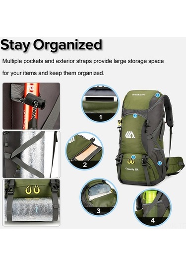 Ebitda 50 Litre Su Geçirmez Sırt Çantası - Kamp, Tırmanış Ve Seyahat İçin Dayanıklı Nylon Modeller Ordu Yeşili Kamp Ekipmanları İçin Yeşil