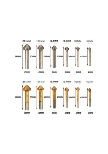Lijinxu 3 Flüt 90 Hss Havşa Açma Ucu Pah Kırma Parmak 10,4-mm-doğal