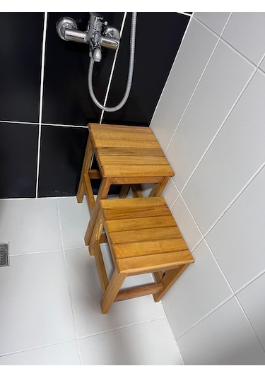 Kayın Ahşap Banyo Tabure 49 Cm Kayın