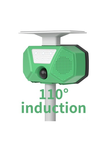 Yaozixa Güneş Enerjili Dış Mekan Sıçan-kuş-gerçek Hayvan V驱赶 Cihazı, Ip66 Su Geçirmez, 110 Pır Sensör, Sesli Alarm, Led Işık, Çıkartılabilir Toprak Çubuğu, Yeşil Batarya Dahil Yeşil