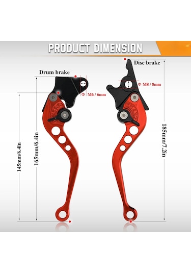 Evrensel Motosiklet Fren Kolları Aksesuarları - Kırmızı