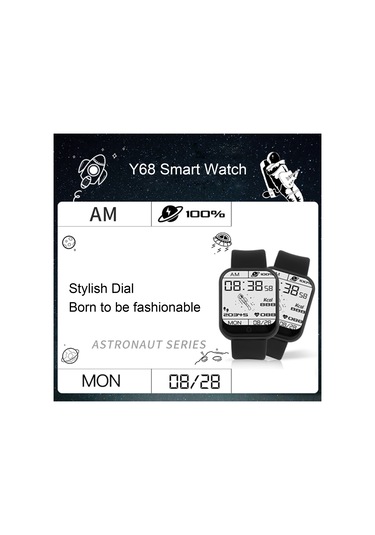 Vkemall Y68 1.44" Ips Tek Dokunmatik Ekran Akıllı Spor Saat