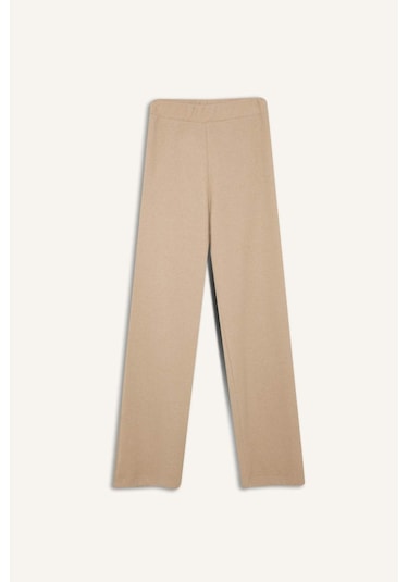 DeFacto Triko Pantolon Wide Leg Geniş Bol Paça Selanik Kumaş Basic Düz D0361AX24AUBG122