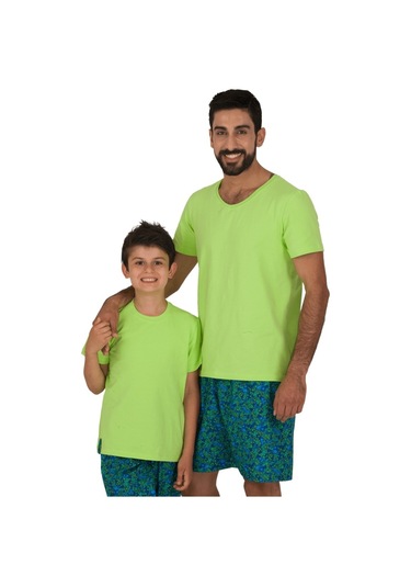 The Don Aile Yeşil-Lacivert Desenli Erkek Çocuk Pijama Takımı (2-