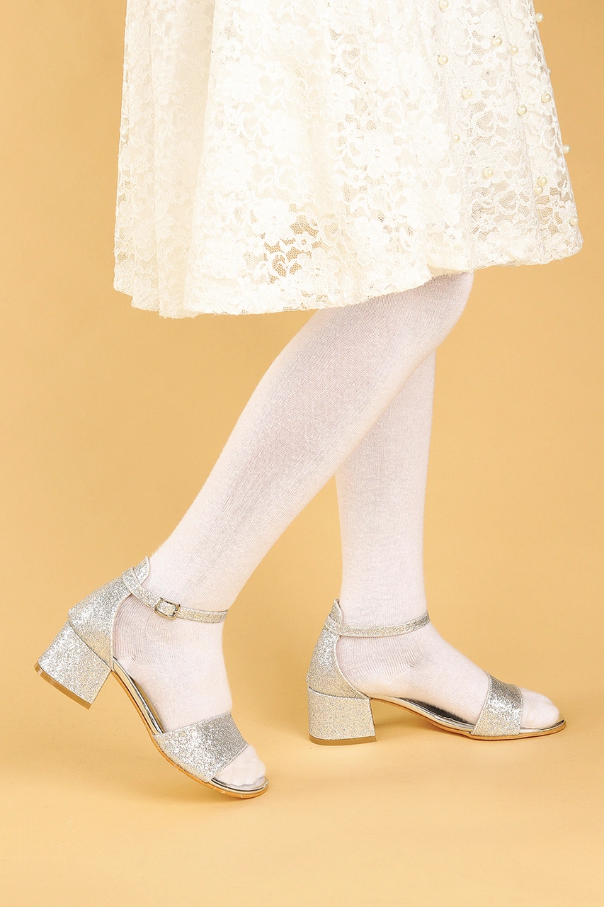 Kiko Kids Alexa Günlük Kız Çocuk 4 Cm Topuklu Sandalet Abiye Ayakkabı Gümüş GÜMÜŞ