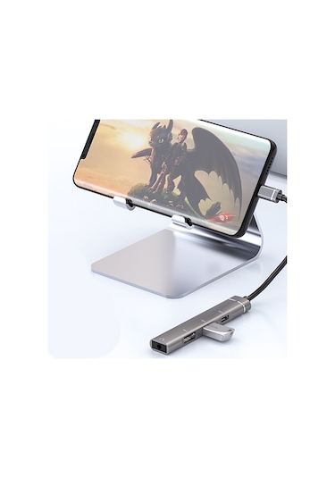 ALLY 4in1 Type-C+3.5mm+USB Girişli Çoğaltıcı Adaptör Çevirici Hu