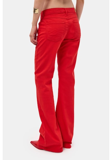 Itsbasic Kadın Kırmızı 6s6-19 Mid Rise Flare Fit Denim Jean