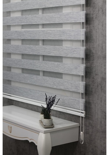 Kidmex Kidmex Ithal Bambu Açık Gri Bambu Stor Zebra Perde Etek Dilimsiz