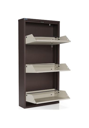 Ceha  Kilitli Metal Ayakkabılık 3'lü Kahverengi - Krem - K.AYK-3 /AB8317-AB1013/KL Kahverengi