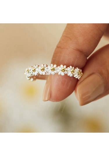 Wezone Güncel Gümüş Açık Yüzük, Zarfı Ayarlandırabilen Papatya Desenli, Gündelik & Özel Durumlar İçin Çok Amaçlı Güzellik, Fabrika Satışı Diğer