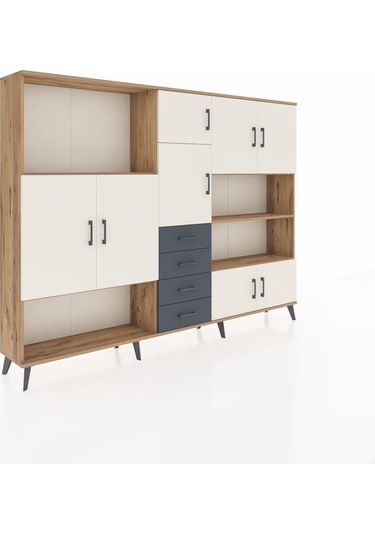 Arges Dolap 9 Raflı 4 Çekmeceli 8 Kapaklı 220x30x163 Çam-aytaşı/a Çam-aytaşı/antrasit