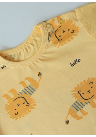 Organik Hello Summer Şort Salopet 2'li Takım Sarı Sari