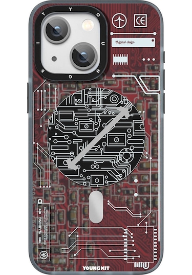 İphone 15 Uyumlu Kılıf Magsafe Şarj Özellikli Youngkit Technology Serisi Kapak Beyaz