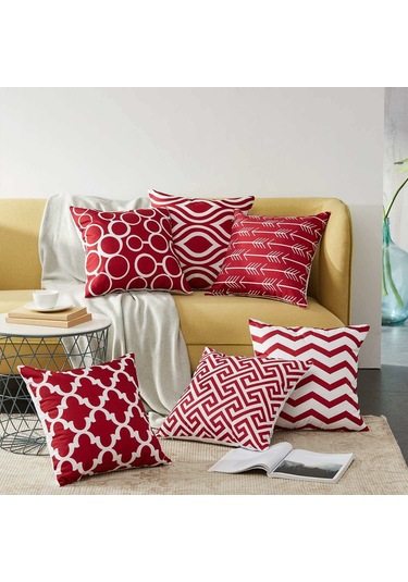 Hangfox 6 Adet 45x45 Cm Kanvas Koltuk Yastık Kılıfı, Yumuşak Pamuk Keten, Gizli Fermuar, Modern Dekoratif Desen, Ev & Ofis Kullanıma Uygun Diğer