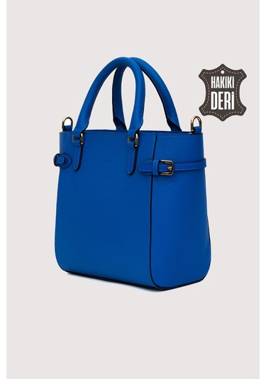 Hakiki Deri Kadın El Çantası Mavi Smr7922 Mavi