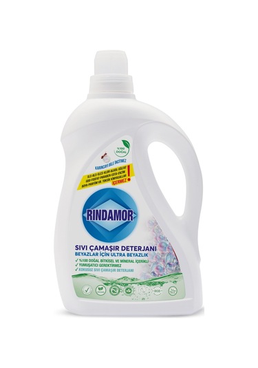 % 100 Doğal Bitkisel Sıvı Çamaşır Deterjanı - Beyazlar İçin Ultra Beyazlık - Kokusuz 2200 ML