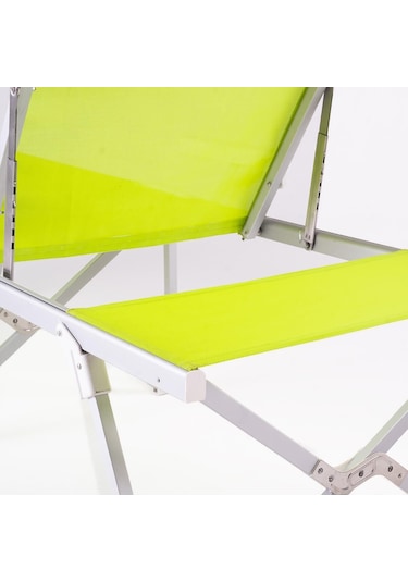 Foldzen Alüminyum Katlanabilir Şezlong Kampet Çantalı Yeni Versiyon Yeşil Sarı