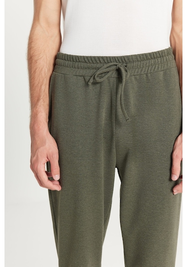 Erkek Hakı Melanj Standart Fit 2 İplik Cepli Rahat Recycle Pamuklu Jogger Eşofman Altı Hakı Melanj