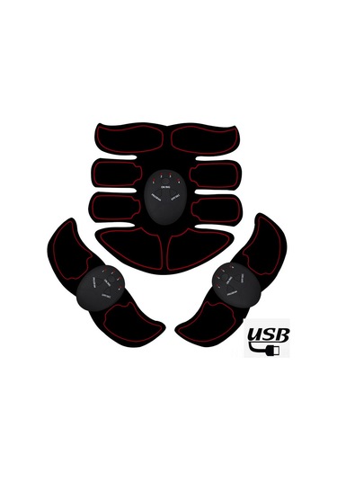 Vkemall Evde Kullananlar İçin Akıllı Kas Stimülatörü - Şarjlı Masaj Aleti, Vücut Geliştirme Aracı, Siyah Sarı 3'lü Set Siyah