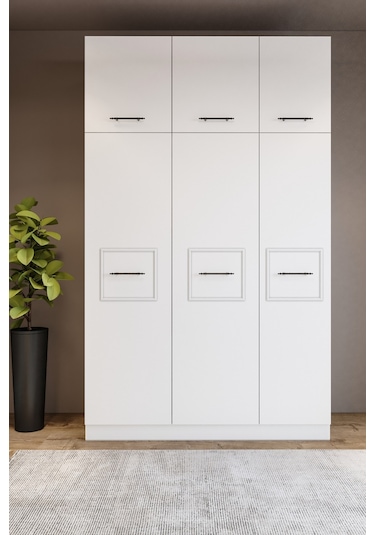 Zarif 6 Kapaklı 10 Bölmeli Beyaz Dolap
