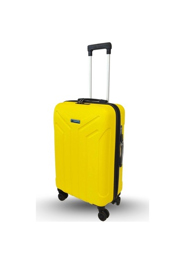 Vegmann Tartılı Scavel Sarı Büyük Boy Valiz Sarı