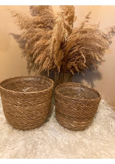 2li Hasır Silindir Saksılık Orta Boylar