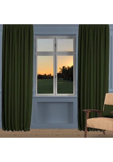 Çimen Yeşili Ada Fon Perde Pilesiz Extraforlu Düz Dikim Büzgü Pile-çimen Yeşili Çimen Yeşili