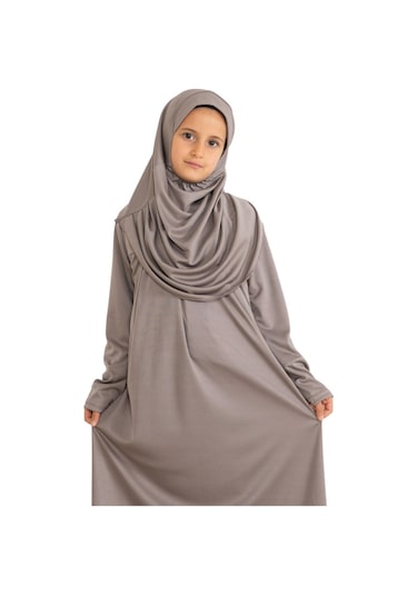 İki Parça Çocuk Elbisesi Seti Eşarp İle Takım Taba