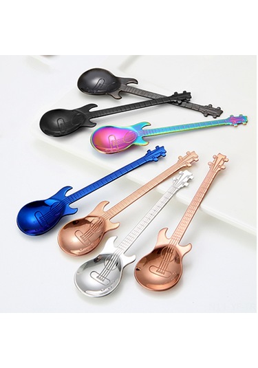 Yifomall Müzik Barlar İçin 304 Paslanmaz Çelik Gitar Şekilli Kahve Kaşığı - 5 Renk Seçeneği Diğer