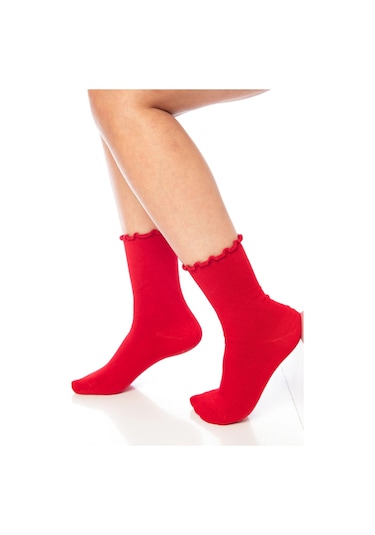 Bambu Kadın Lastiksiz Kırmızı Fırfırlı Soket Dikişsiz Çorap 3'lü Paket / İz Bırakmaz / Sıkmaz Çorap Renkli Bambu Kadın Lastiksiz Kırmızı Fırfırlı Soket Dikişsiz Çorap 3'lü Paket / İz Bırakmaz / Sıkmaz Çorap Renkli