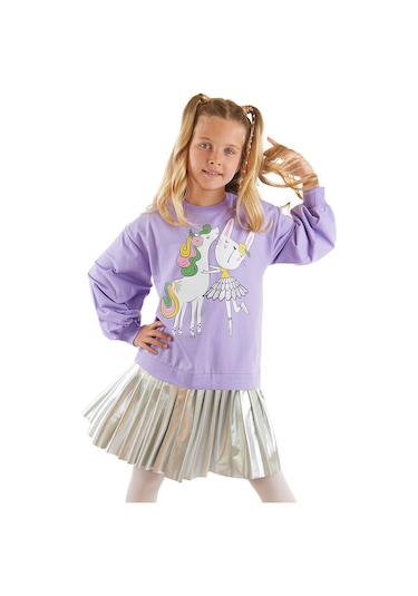 Denokids Mshb&g Balerin Unicorn Kız Çocuk Pileli Elbise Çok Renkli