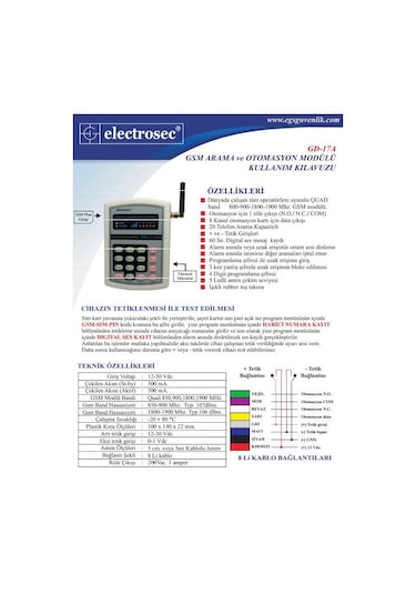 Electrosec Gd-17A 1+ Kanal Sms Otomasyon (+ Op. 8 Kanal )