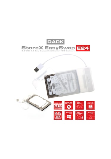 Dark Storex E24 2.5" Usb3.0 Disk Kutusu + Çıkarılabilir Başlıklı