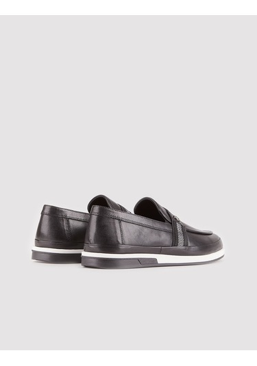 Hakiki Deri Hazır Taban Siyah Erkek Günlük Ayakkabı - 39