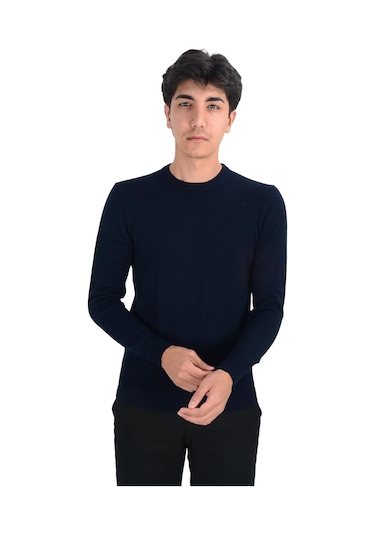 Cengiz İnler Sıfır Yaka Düz Slim Erkek Triko