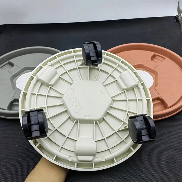 Elmpaly Beyaz 1 Adet Kalın Tekerlekli Saksı Altlığı Hareketli Bitki Tabağı İç Dış Mekan