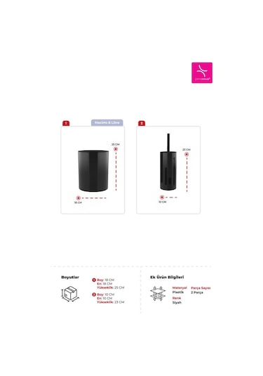 Primanova Flores 2'li Banyo Seti - Siyah Renkli