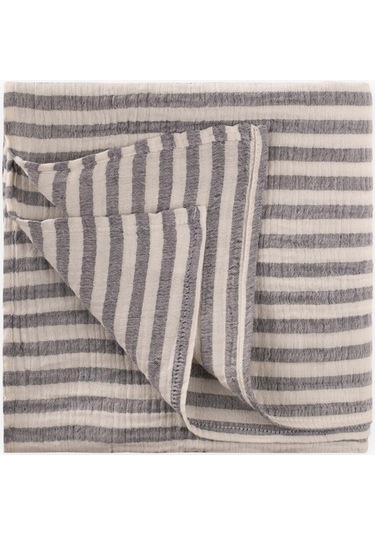 Cigit Naturel Battaniye 90x100 CM Antrasit Kalın Çizgili Antrasit