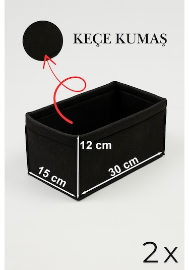 Keçe Çekmece Ve Dolap Düzenleyici Organizer Seti 6 Parça Siyah, Çok Amaçlı Düzenleyici Kutular Siyah