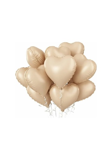 5 Adet 18 İnç 45 Cm Retro Kalp Folyo Balon Bej Bej