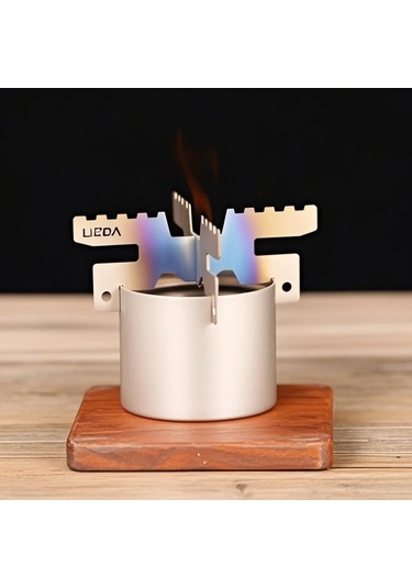 Reedark Titanium Alkollü Ocak Tutucu, 24.5g Ultra Hafif, Gümüş Renk, 96x38mm, Çapraz Ayaklı Taşınabilir Çadır Aleti Gümüş