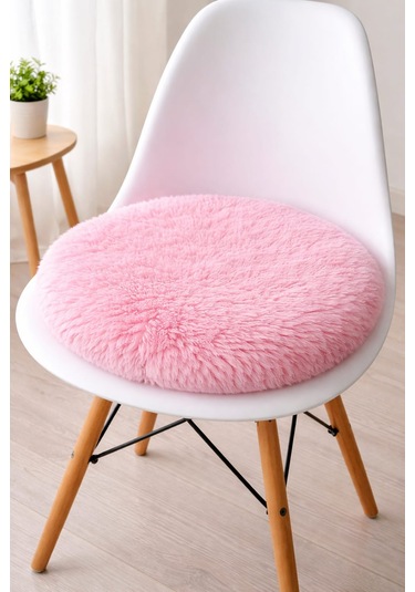 2 Adet Yuvarlak Sandalye Minderi 40cm Açık Pembe