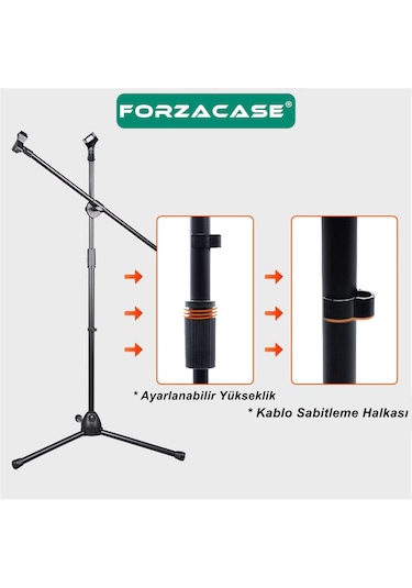 360 Döner Profesyonel Metal Mikrofon Standı 170 Cm - Fc1075